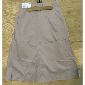 NWT Uniqlo skirt womens sz  Small Mauve Pink flare midi cotton Conservative Read